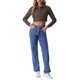 thumbnail image 2 of INSPIRE CHIC Chaqueta de Mezclilla Recortada Lavada de Primavera Verano con Botones y Cuello Desgastado para Mujer, Café XL, 2 of 6