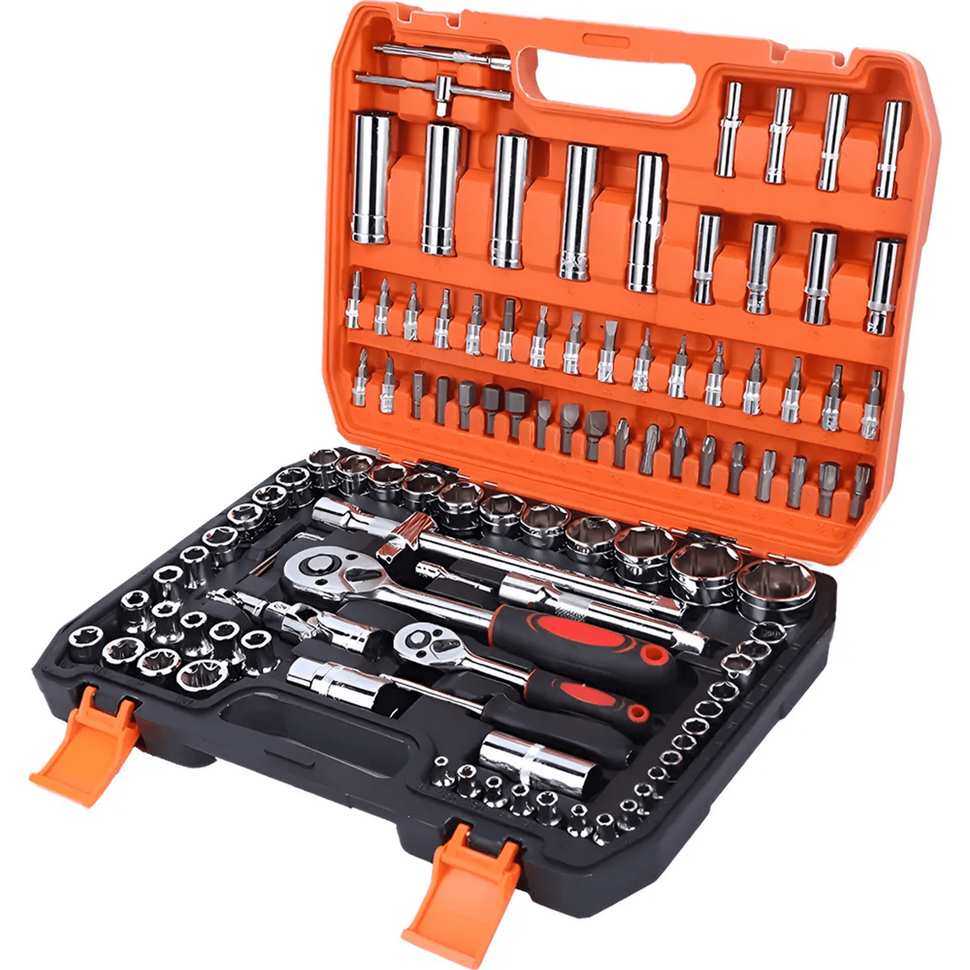 Genérico - Juego Caja Set Dados Cromo Vanadium Profesionales 108 Piezas Naranja