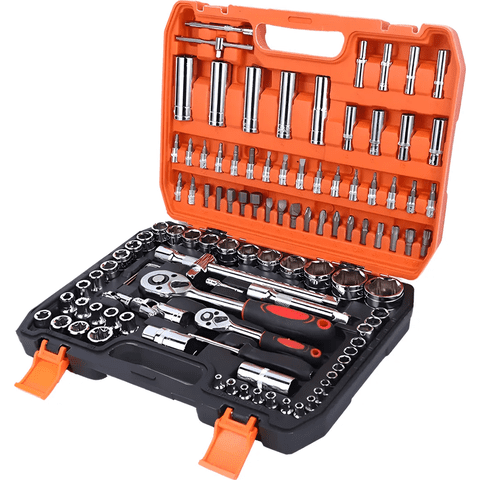 Genérico - Juego Caja Set Dados Cromo Vanadium Profesionales 108 Piezas Naranja