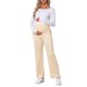 thumbnail image 2 of INSPIRE CHIC Pantalones de Maternidad para Mujeres de Punto Acanalado Palazzo Sobre el Vientre para Trabajo y Descanso Pantalones de Embarazo de Pierna Ancha L Albaricoque, 2 of 6