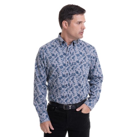 Kotting - Camisa Villela Estampada Gris Claro