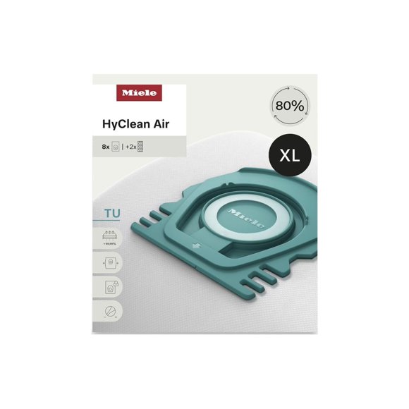 Bolsas para aspiradora Miele HyClean Air TU XL, paquete de 8 + 2 filtros