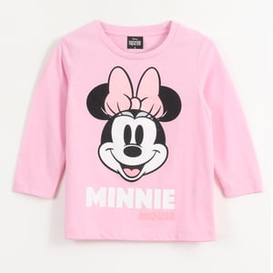 Polera Manga Larga Niña Rayas Minnie Blanco Disney