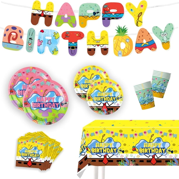 Set de artículos para cumpleaños de Bob Esponja, diseño divertido del ...