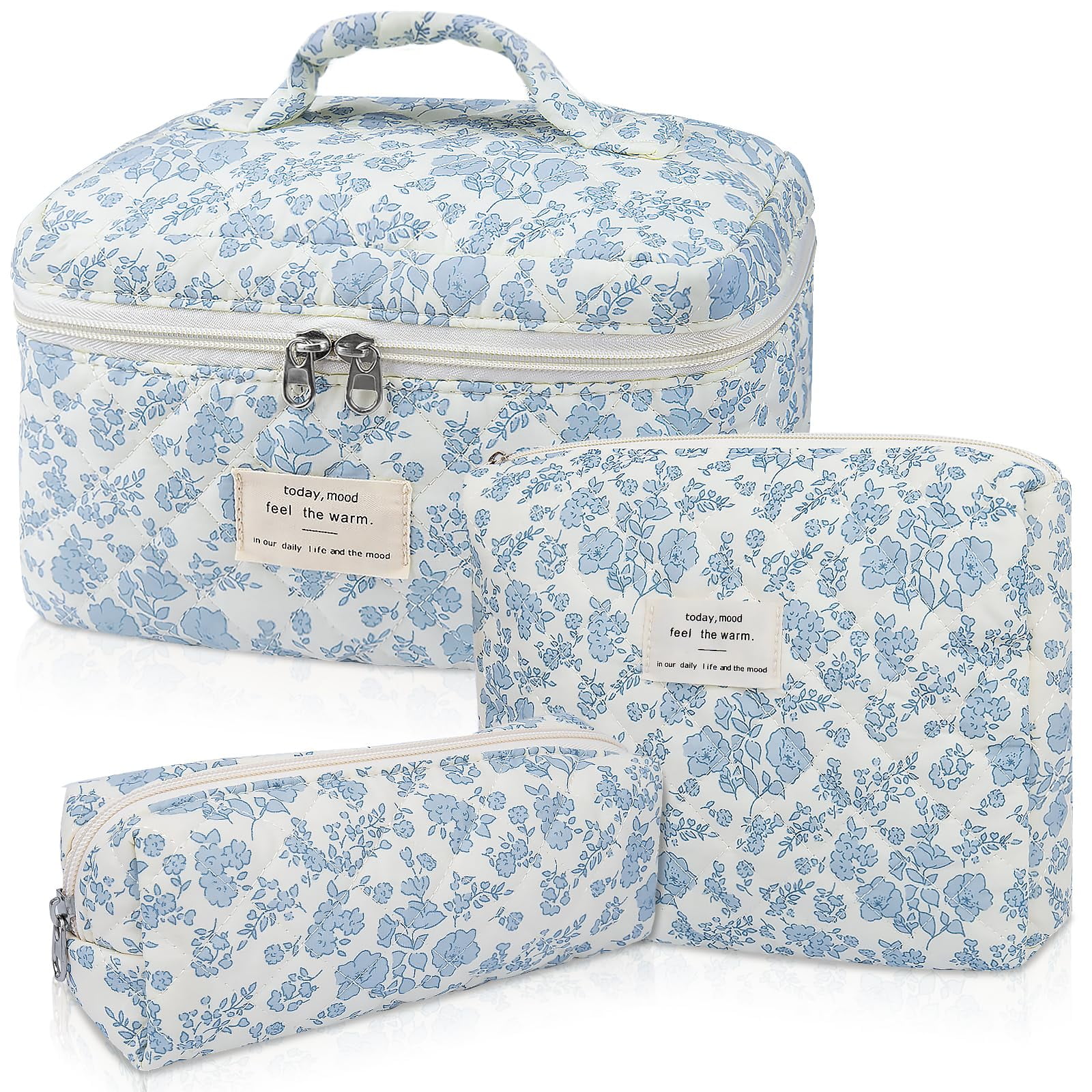 Set De Bolsitas De Maquillaje Gosect, Acolchadas, Florales, Para Cosméticos, Algodón