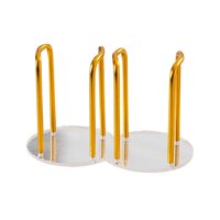 Magideal - Dispensador De Tazas De Café, Organizador De Tazas Y Tapas, Estante De Almacenamiento, Soporte Negro Para Tazas Y Tapas, Portavasos De Papel Para Sala Doble Oro