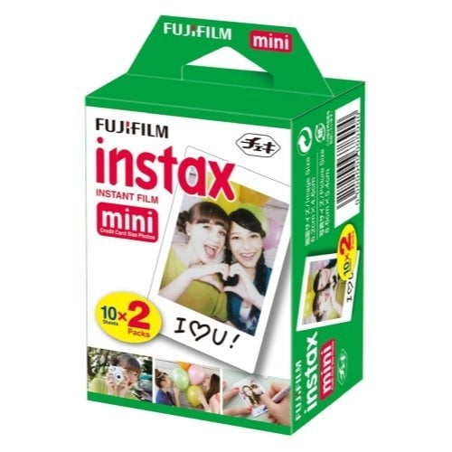 Fujifilm Instax Mini Instant Film 2 Pack - 20 Hojas - (Blanco) para Fujifilm Instax Mini 8 y Mini 9 cámaras + pegatinas de marco y accesorios de tela de microfibra