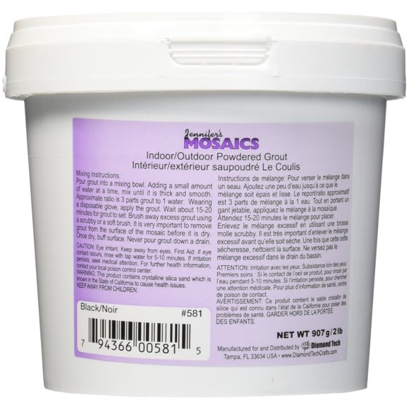 Mosaicos Grout Jennifers, color negro en polvo (lijado), 1 kg