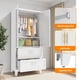 thumbnail image 2 of 71" Tall Metal Wardrobe Cabinet with 2 Drawers and Hanging Rod, 2 Doors Wardrobe Closet with Shelf for Bedroom, Office, Laundry Room,Entryway ,Foyer,Guesthouse (White), 2 of 3