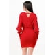 thumbnail image 2 of Vestido Corto De Punto Acanalado De Manga Larga Con Cinturón Y Escote En V Color Rojo (para Mujer), 2 of 4