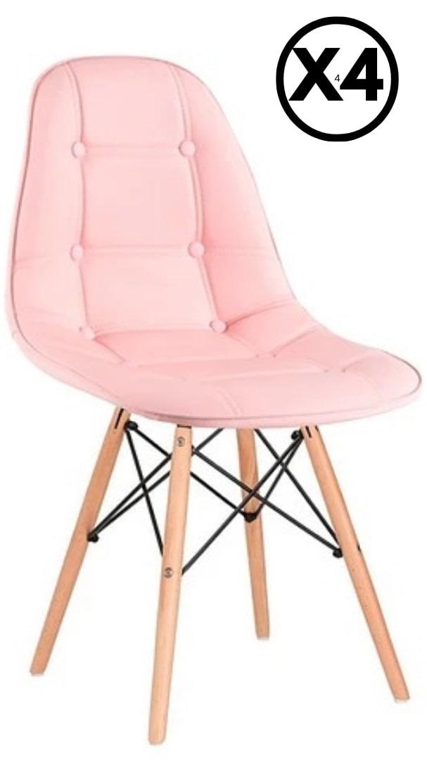 Moadchile - Pack 4 Sillas Capitone Rosas