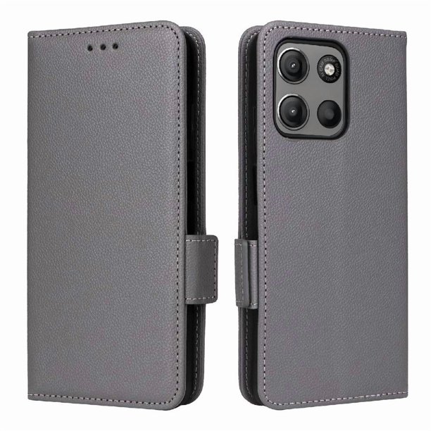 Funda Cartera para Motorola Moto G17 Power Tapa Flip con Ranuras y Soporte Gris