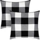 thumbnail image 1 of Juego de 2 fundas de cojín cuadradas a cuadros para exteriores, de lino y algodón en blanco y negro, para decoración de Pascua, para el hogar, el coche, la cama y el sofá, 45,7 x 45,7 cm., 1 of 7
