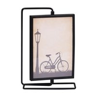 Magideal - Marco De Fotos Tarjetas De Decoración Soporte De Exhibición Con Álbumes De Fotos Frontales De Vidrio Marco De Fotos Giratorio Para Inauguración De La Negro 23X15.5Cm