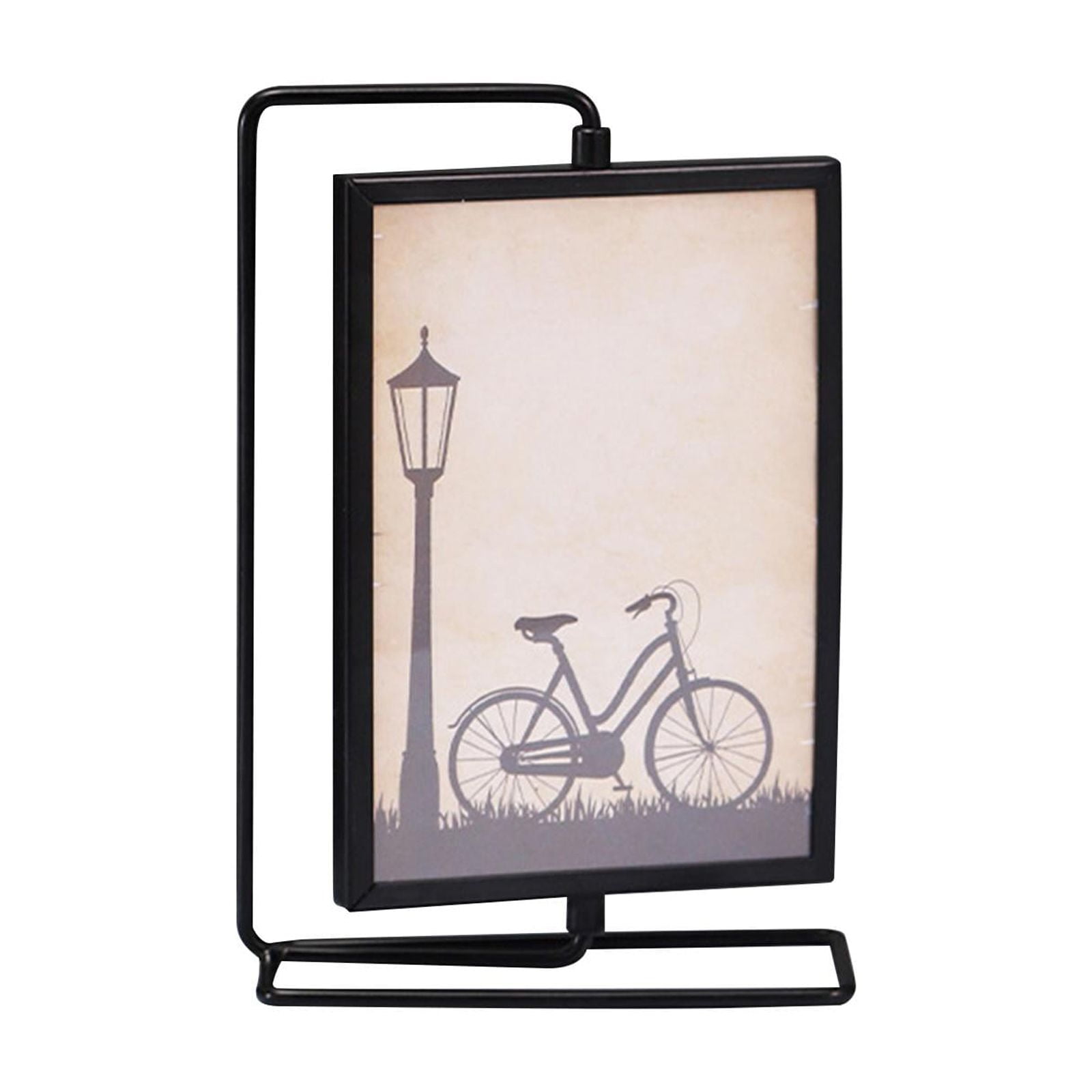 Magideal - Marco De Fotos Tarjetas De Decoración Soporte De Exhibición Con Álbumes De Fotos Frontales De Vidrio Marco De Fotos Giratorio Para Inauguración De La Negro 23x15.5cm