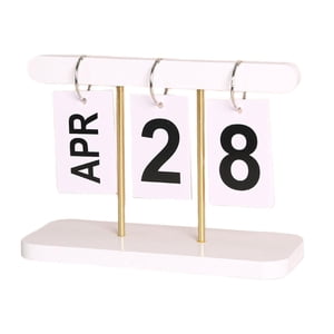 Magideal - Calendario De Escritorio, Página Giratoria, Calendario Con Tapa, Calendario De Mesa Independiente Para El Hogar, Oficina, Decoración De Granj Blanco