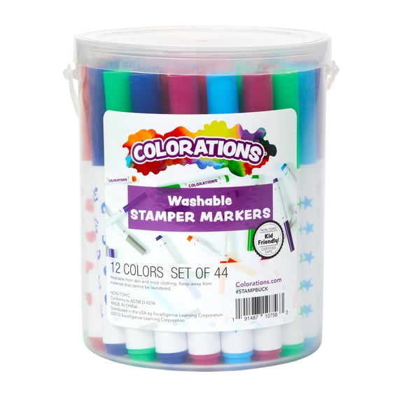 Set de 44 sellos de marcador lavables Colorations en cubo