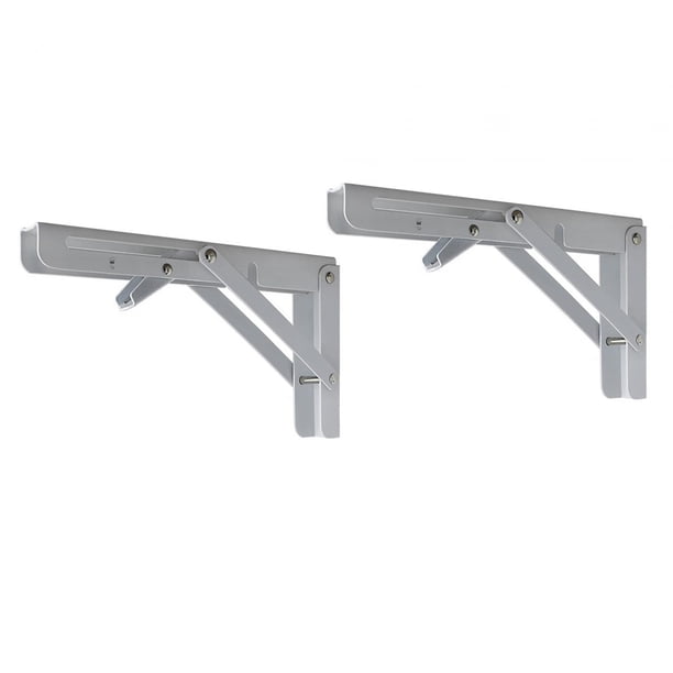 2 piezas de soportes de estante plegables DIY Hardware para el hogar Soporte de pared de metal Soporte de estante plegable Triángulo Soporte plegable , Blanco 18 pulgadas