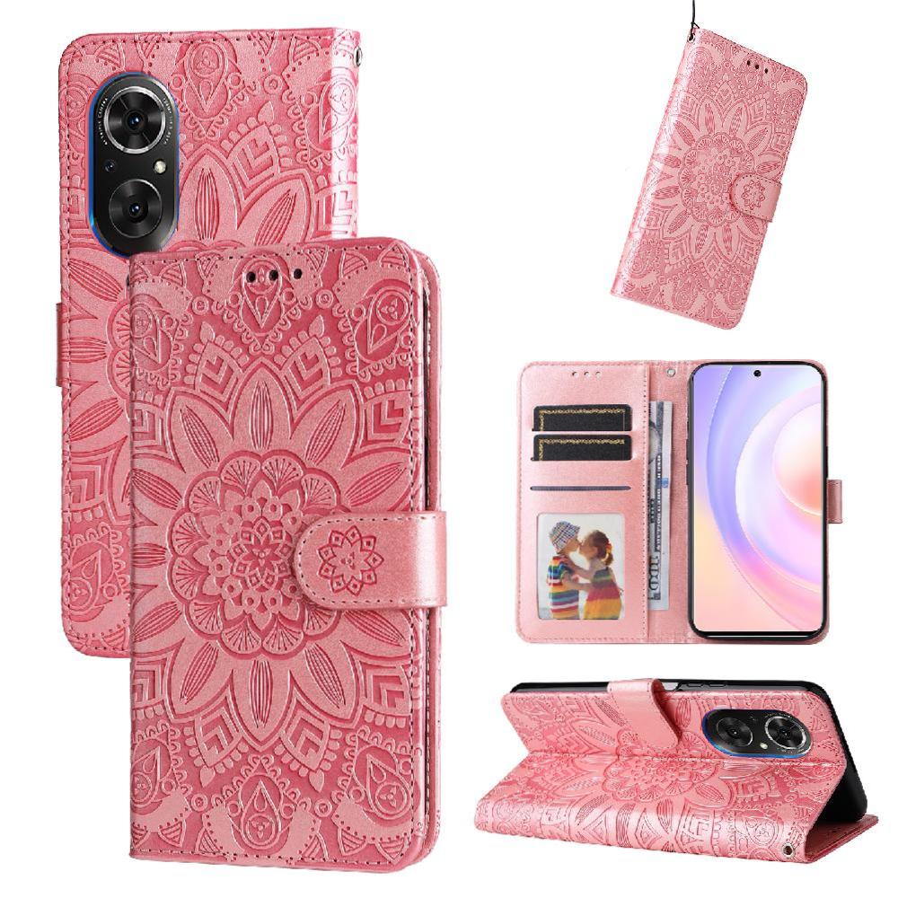 Funda Tipo Cartera Foxdock Para Huawei Nova 9 Se , Diseño Girasol En Relieve, Cuero Pu, Cierre Magnético, Soporte Y Tarjetero