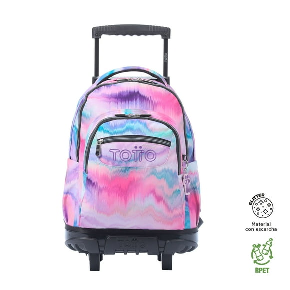 Mochila Escolar con Ruedas Bomper Renglon Glitter Pallay