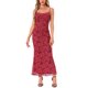 thumbnail image 2 of INSPIRE CHIC Vestido Maxi Floral de Mujer Malla Sin Mangas Vestido Ajustado de Cóctel L Rojo, 2 of 6