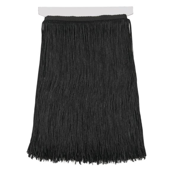 Tira de flecos Kehuadiy 5 yd (30 cm) negro de fibra de poliéster