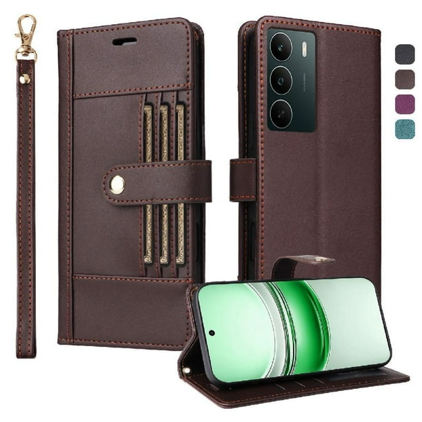 FOXDOCK Funda tipo Cartera para Realme 14x – Cubierta de Cuero PU con Múltiples Ranuras, Bolsillo para Efectivo y Correa de Muñeca