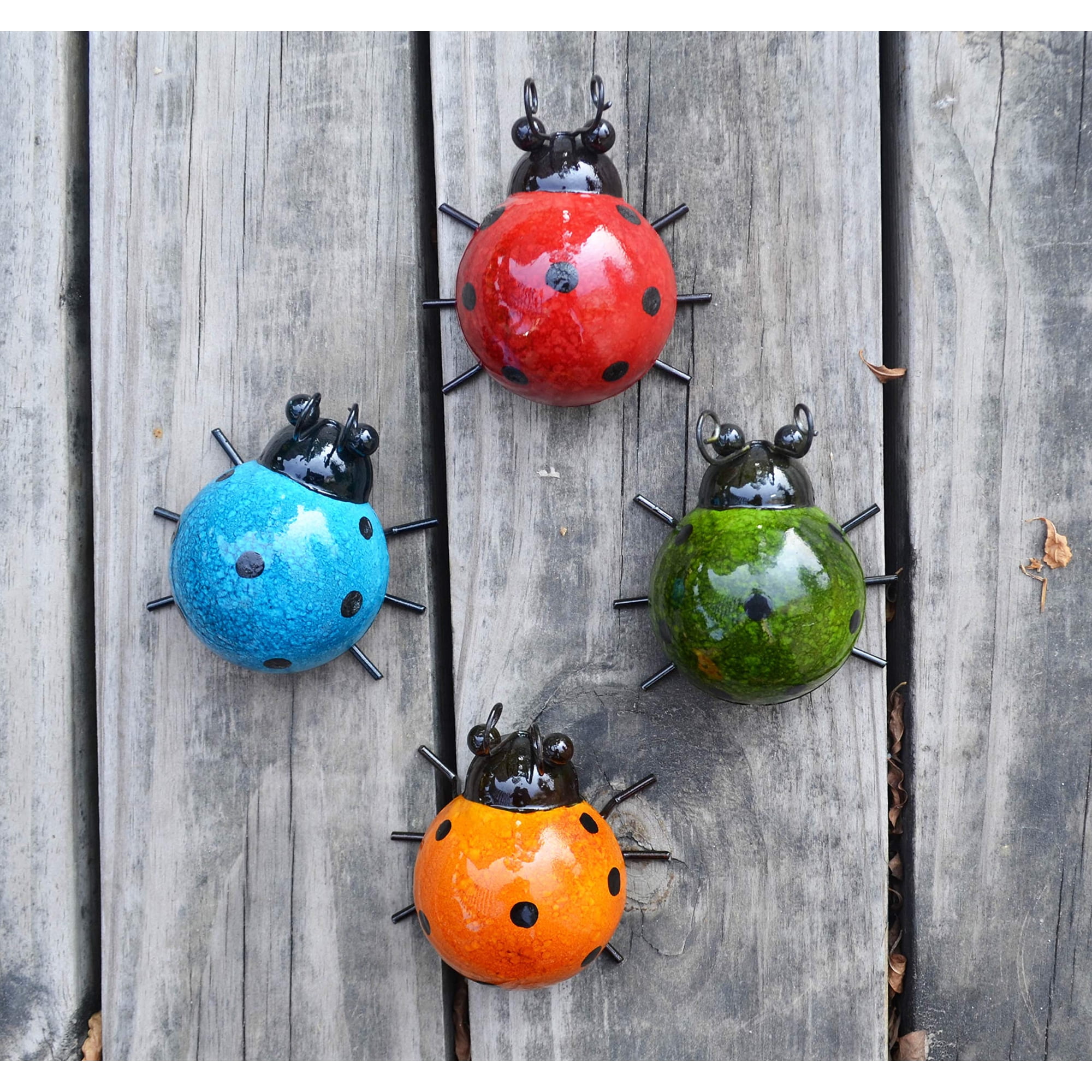 Esculturas De Pared Para Exteriores Giftme 5, Juego De Mariquitas De Metal Para Jardín, 4
