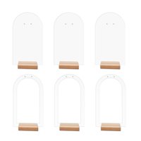 Ioensy - Soporte De Exhibición De Aretes De 6 Piezas Con Accesorios De Acrílico De Base De Madera Transmisión En Vivo