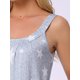 thumbnail image 5 of Vestido de dormir sin mangas con estampado floral para mujeres con bolsillos para ropa de noche cómoda y descanso L Gris Estrellas, 5 of 6