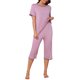 thumbnail image 2 of INSPIRE CHIC Conjunto de Pijama de Manga Corta para Mujer Pantalones Capri de Modal S Rosa, 2 of 6