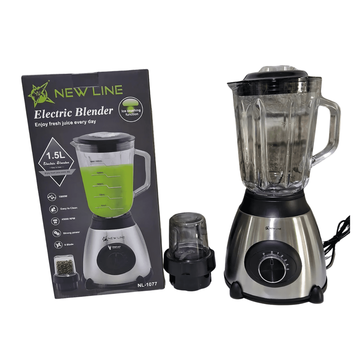 Genérico - Licuadora Juguera Electrica 3 Velocidades Jarra Vidrio 1.5lt Plateado