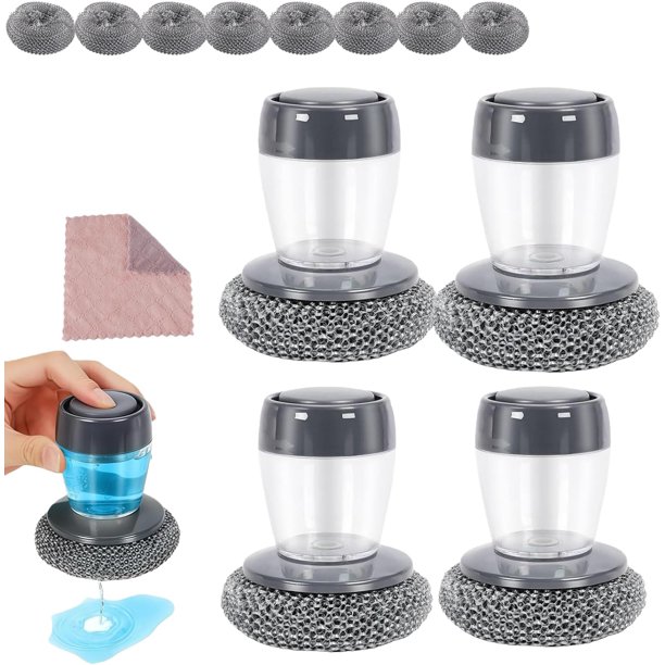 Cepillo platos dispensador jabón estropajo acero 2 uds platos ollas bañera azulejos