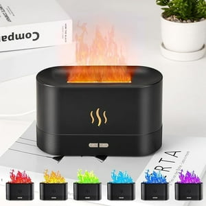Veat00L - Humidificador De Lámparas Nocturnas En Forma De Llama, 2 Modos De Brillo Ajustables, 180 Ml De Humidificación Silenciosa, Difusor Creativo De Aceite Esencial Con 7 Modos De Luz