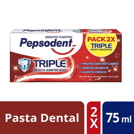 Pack Pasta Dental Pepsodent Triple Menta Americana, 2x90g
