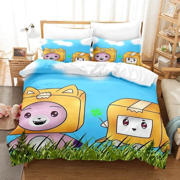 Cartoon Lanky-box Foxy Boxy Bedding Set,Duvet Cover Bed Set Quilt Cover Pillowcase, Boys Girl Adult Bed Sheets