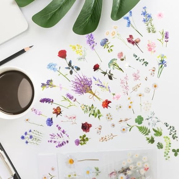 Stickers Florales Weenkilly 160 pcs Transparentes Scrapbooking