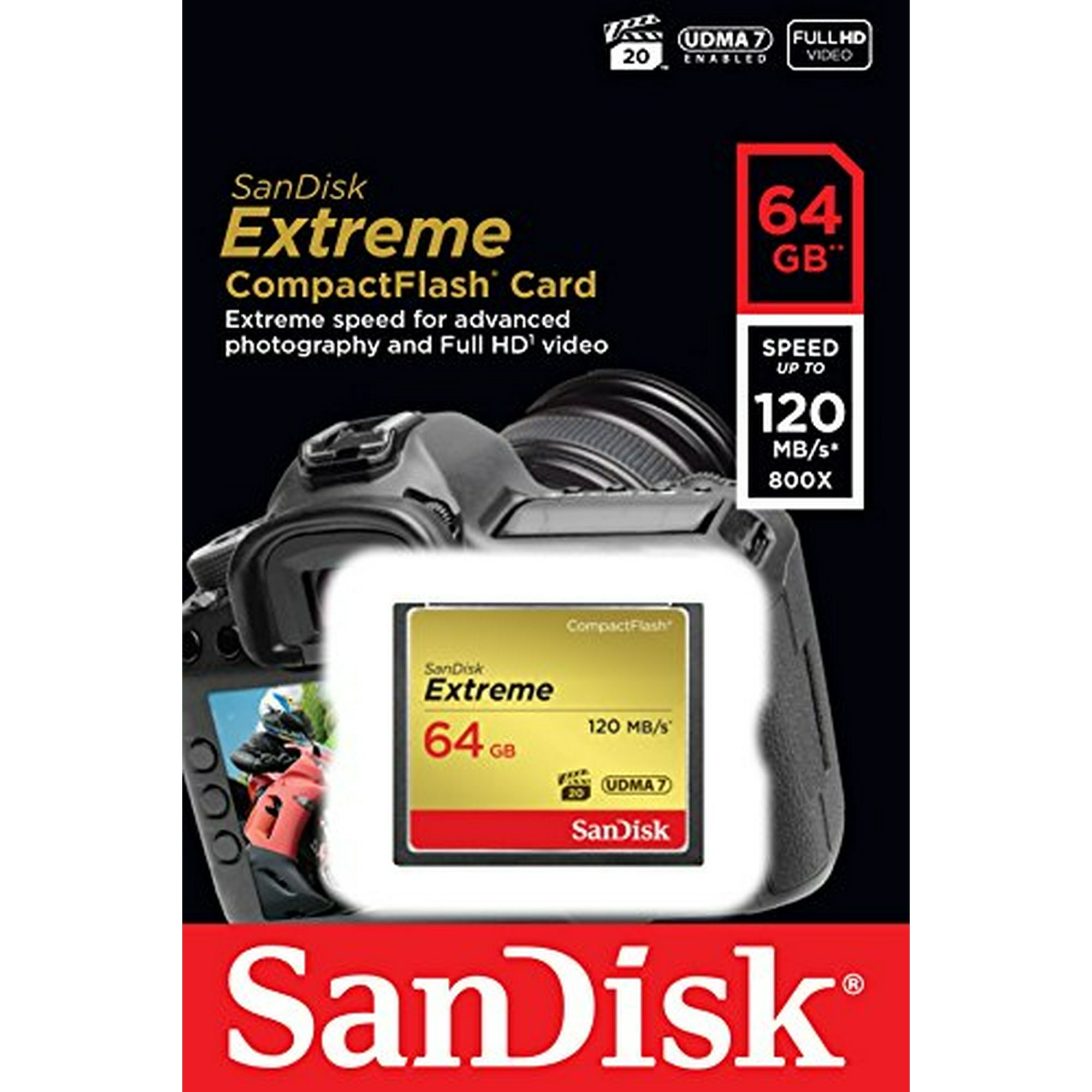 Tarjeta De Memoria Sandisk 64gb Extreme Compactflash Udma 7 Velocidad Hasta 120mb/s