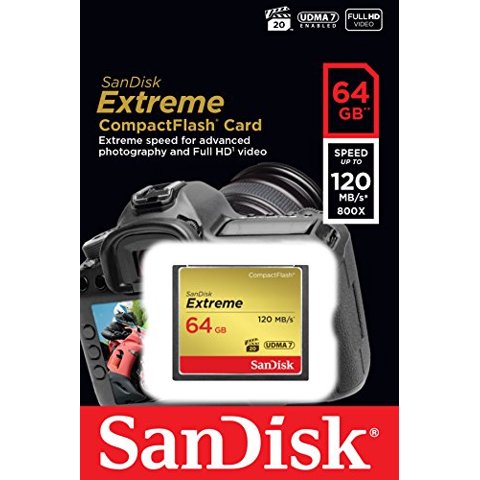 Tarjeta De Memoria Sandisk 64Gb Extreme Compactflash Udma 7 Velocidad Hasta 120Mb/S
