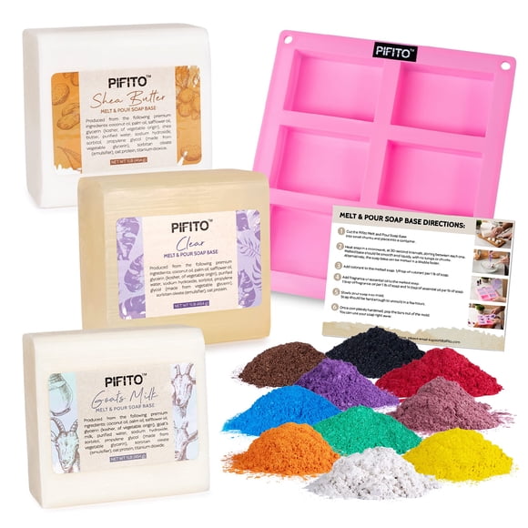 Kit de fabricación de jabón Pifito 1,4 kg con colorantes de mica y molde