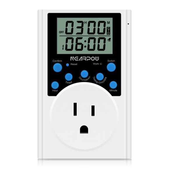 Temporizador de enchufe digital programable NEARPOW 15 A 1800 W 120 V
