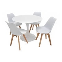 Klik Muebles - Comedor Mesa Tulip Blanca + 4 Sillas Tulip Blancas