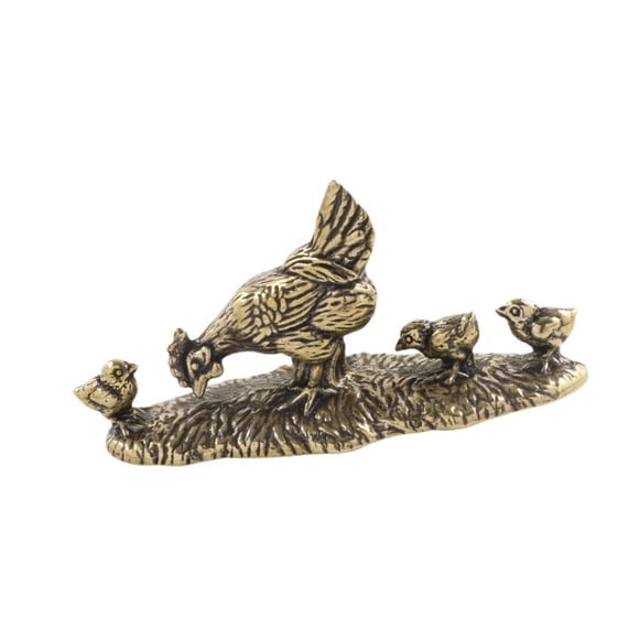 Estatua De Latón Para Gallina Y Pollito, Figura De Mascota Para Té, Colección De Mesa Auxiliar, Resistente