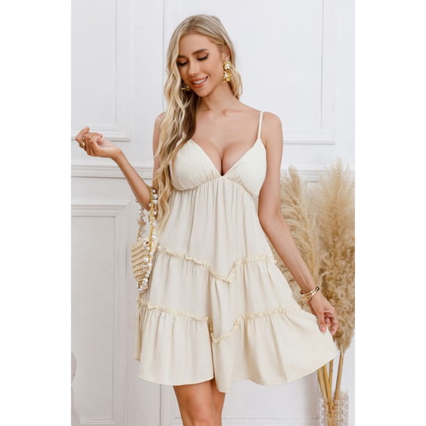 Vestido Corto Sexy Verano Mujer Escote V Fiesta Casual Pabilos 330