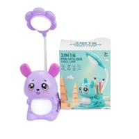 El Edén - Lampara Led, Sacapuntas, Lapicero 3 En 1, Diseño Perro Lila