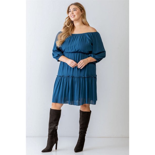 Vestido Mini Con Volantes Texturizados Estampado Y Dobladillo Acampanado
