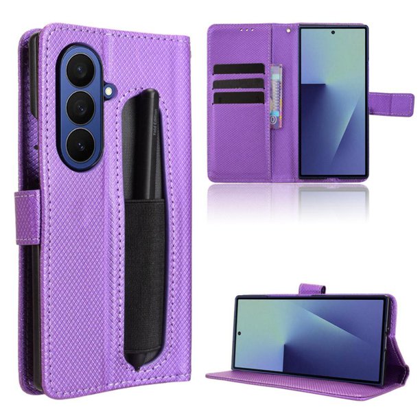 Funda Billetera para Motorola Signature 5G con Ranuras y Soporte Morado