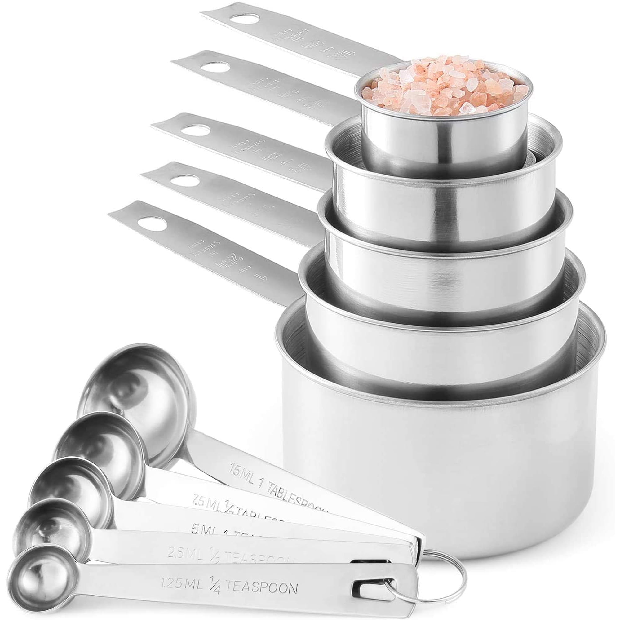 Juego De Tazas Y Cucharas Medidoras Laxinis World De Acero Inoxidable, 10 Piezas