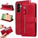thumbnail image 1 of Funda tipo cartera para Samsung Galaxy A57 con bolsillo con cremallera y ranuras para tarjetas – Función de soporte Rojo, 1 of 5