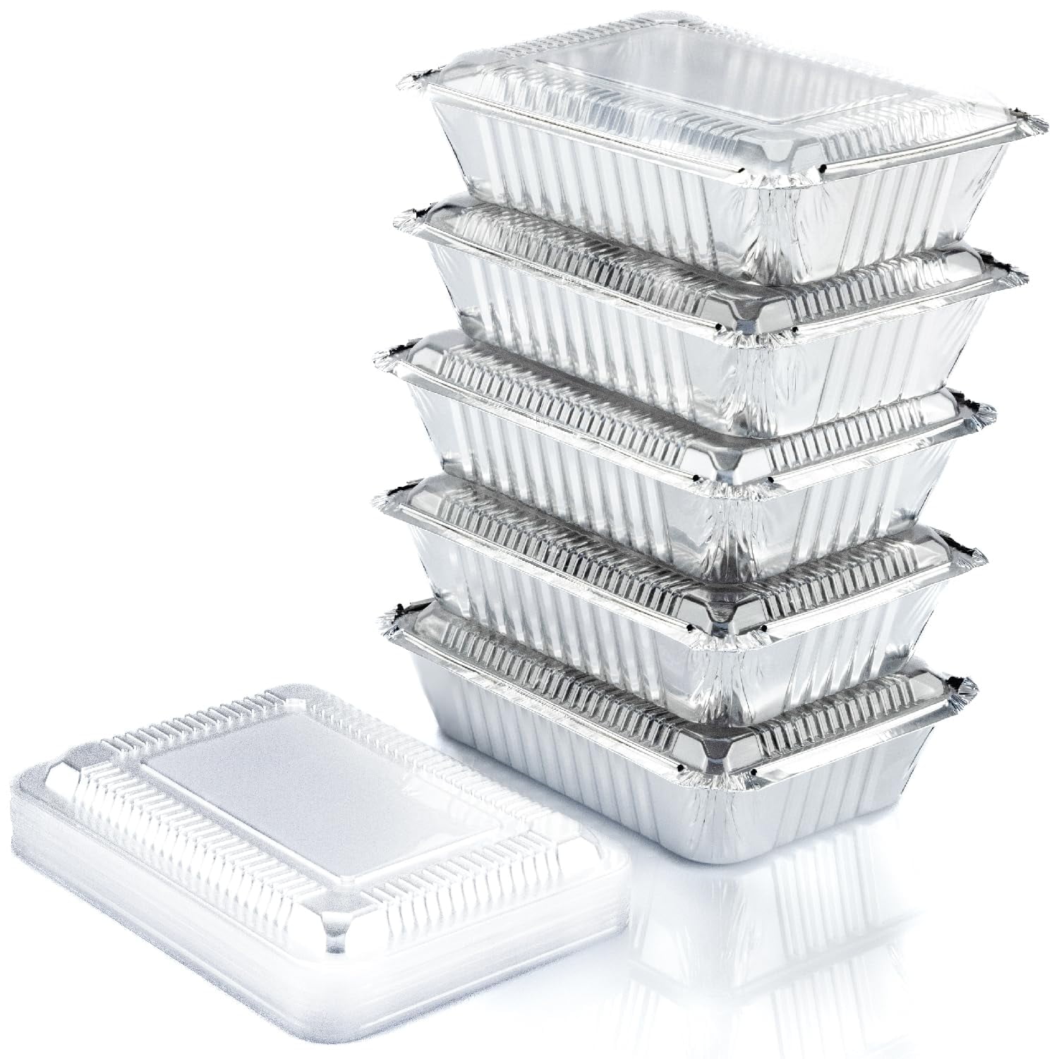 Recipientes De Aluminio Spare Essentials, 55 Piezas, 1,02 Kg Con Tapas De 8,5 X 6 Pulgadas